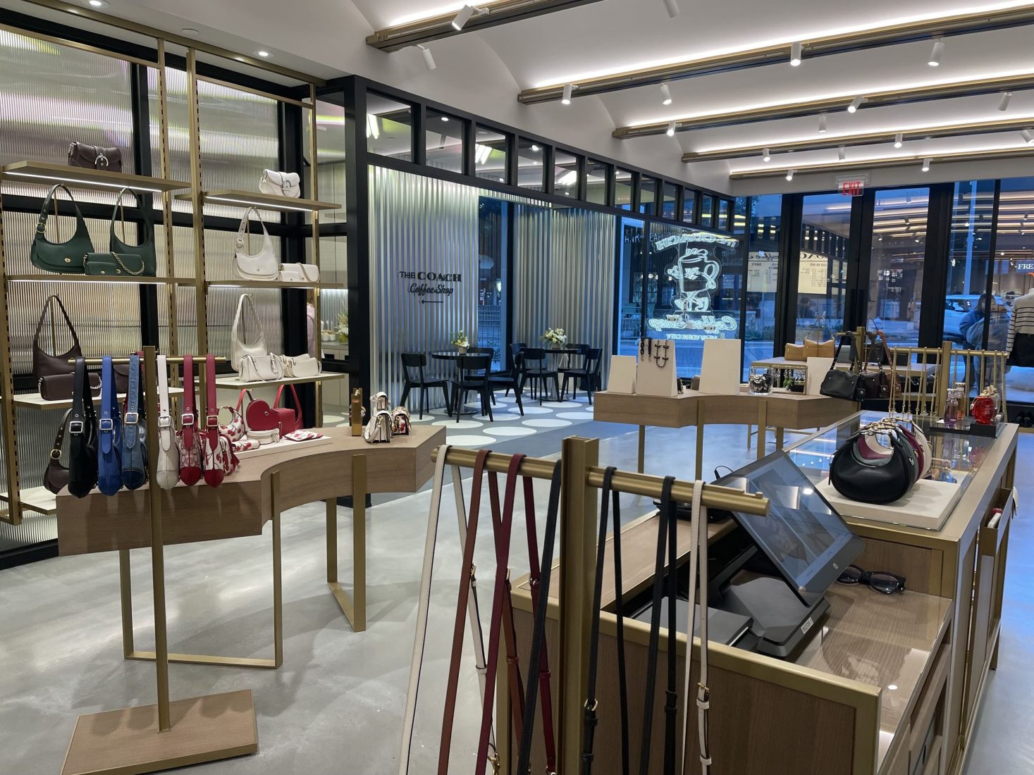 COACH coffee shop and handbag displays