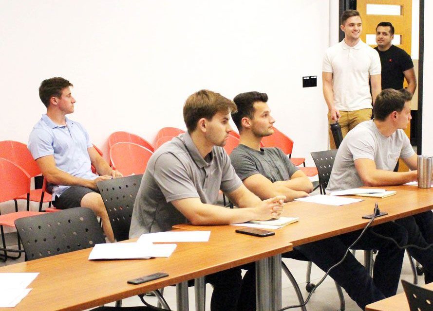Interns in a training session