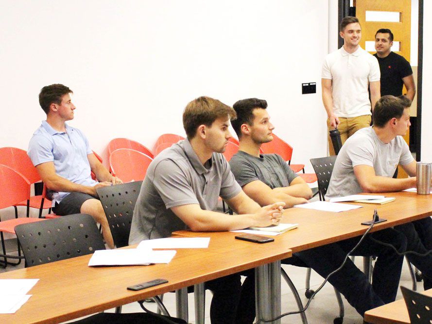 Interns in a training session